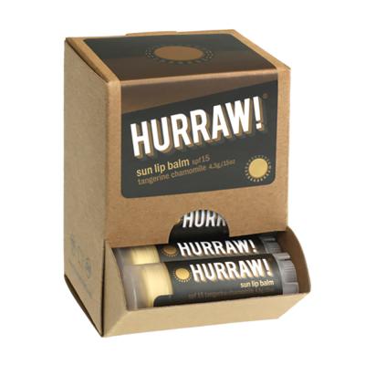 Hurraw! Organic Lip Balm Sun (SPF15 Tangerine Chamomile) 4.8g x 24 Display